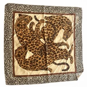 YSL Leopard Print Silk Scarf
